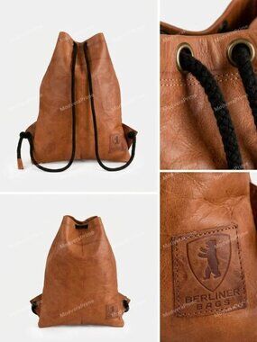 Berliner Real Leather Gym Bag Vintage Genuine 753 Drawstring Backpack Unisex
